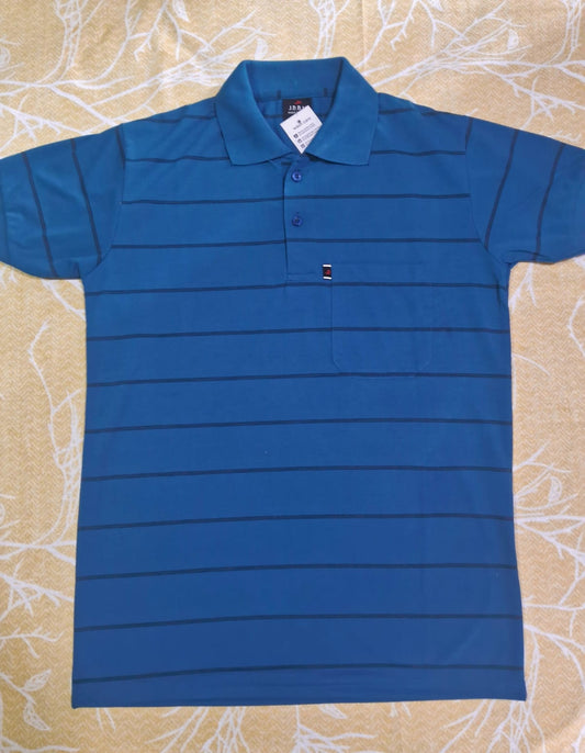 Blue Striped Polo T-Shirt