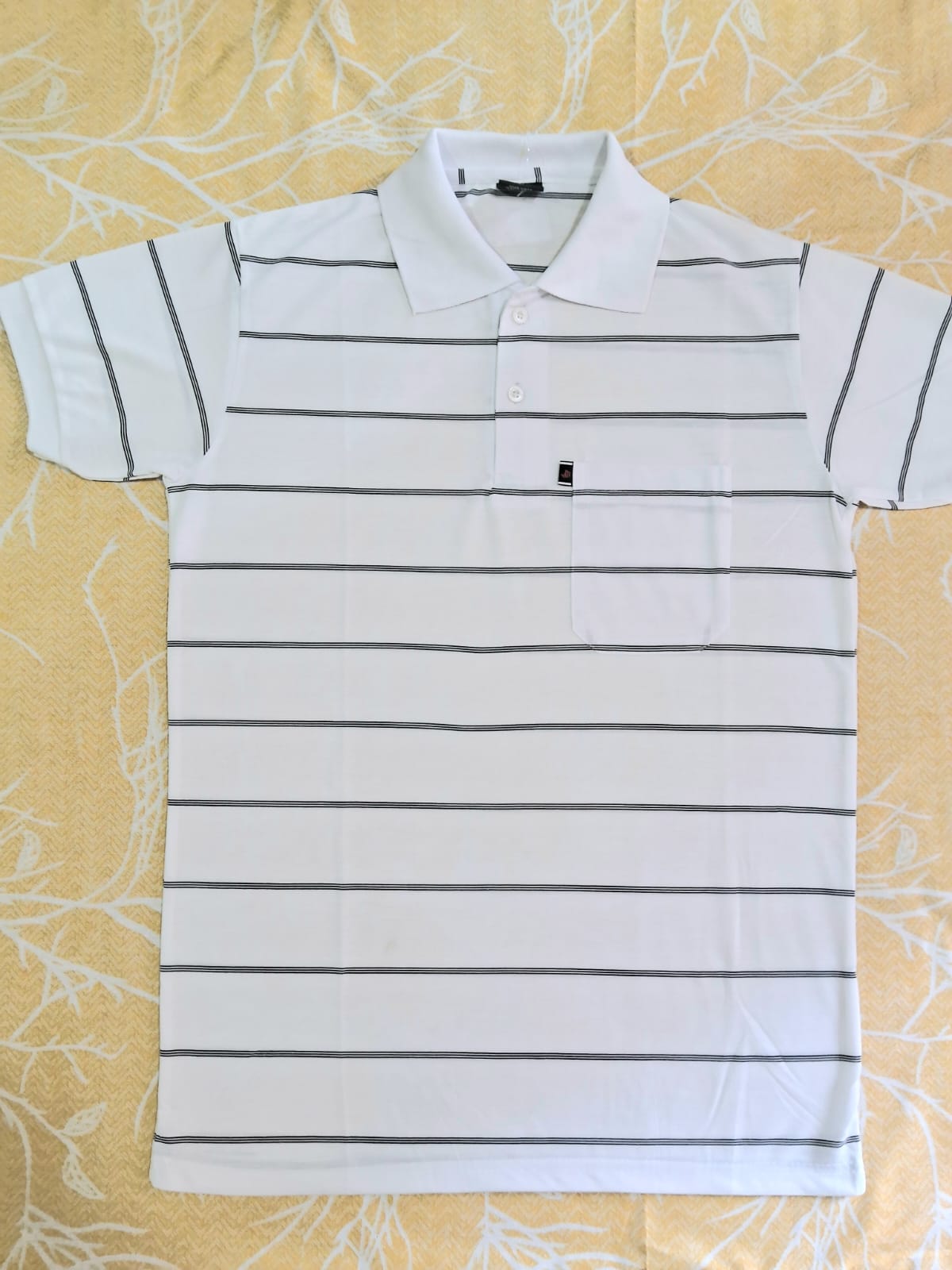 White Striped Polo T-Shirt