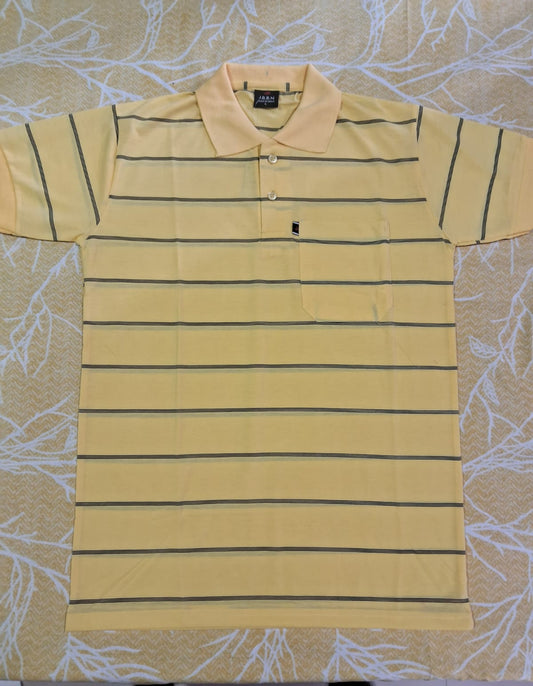 Yellow Striped Polo T-Shirt