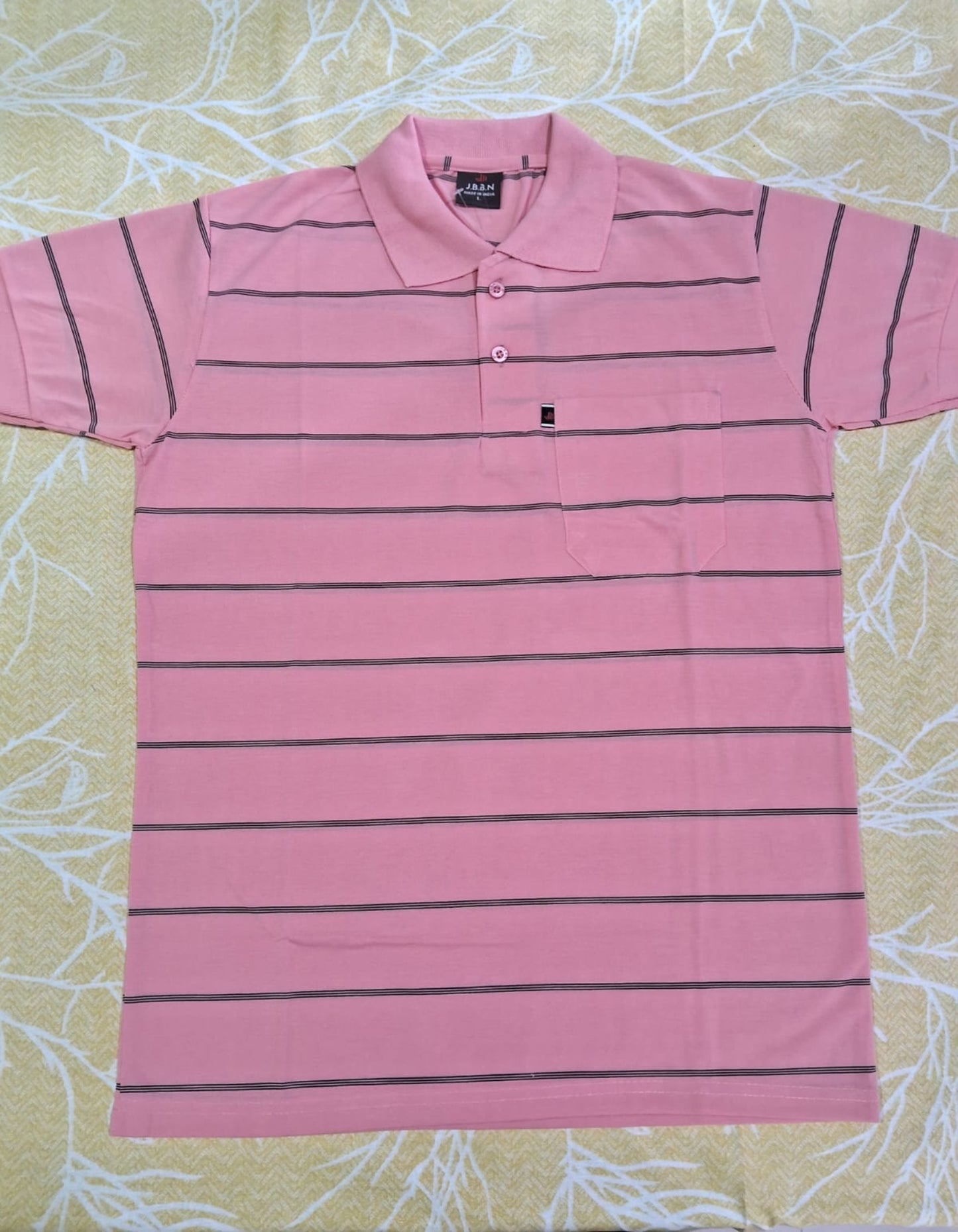 Pink Striped Polo T-Shirt